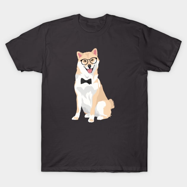 Sitting Cool Hipster Shiba Inu T-Shirt for Dog Lovers T-Shirt by riin92